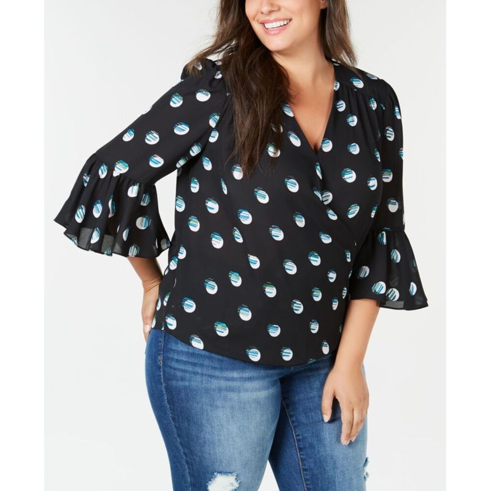Plus Size Ruffle Sleeve Surplice Top